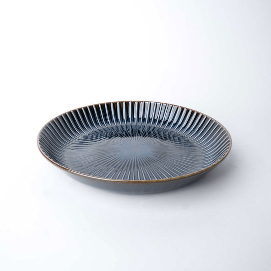 Plate High Rim 22.5cm Navy Sendan Glaze