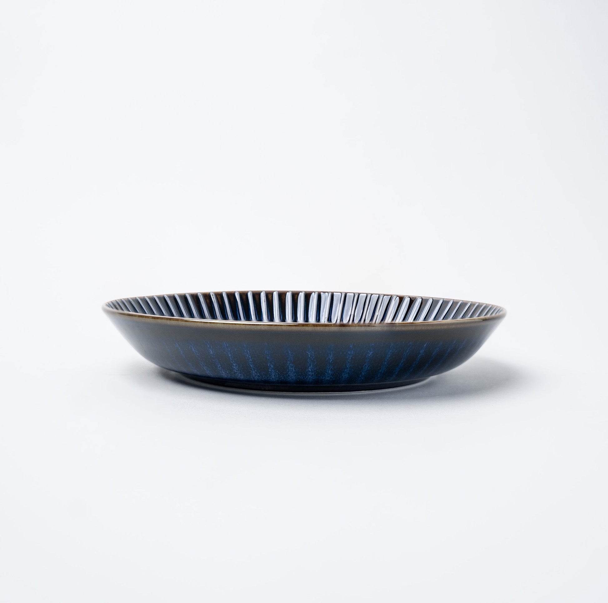 Plate High Rim 22.5cm Navy Sendan Glaze