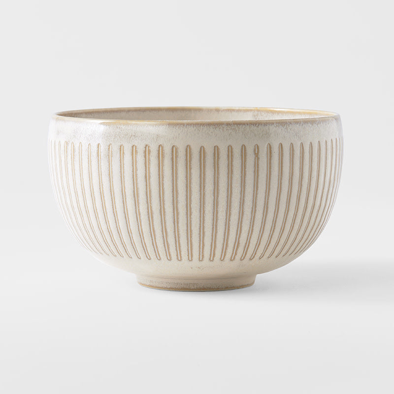 Deep Bowl 15.cm Ridged Alabaster Glaze