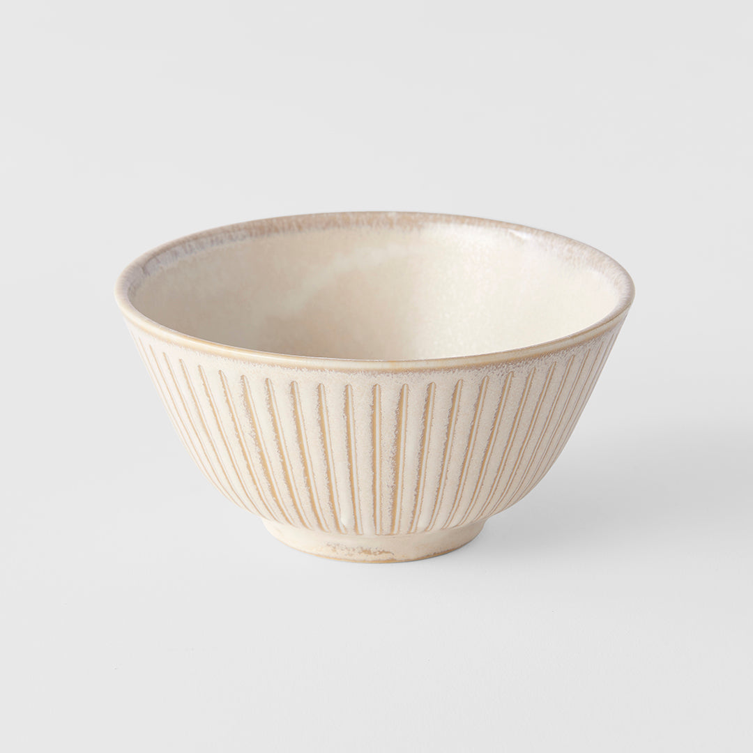 Rice Bowl 12cm Ridged Alabaster Glaze