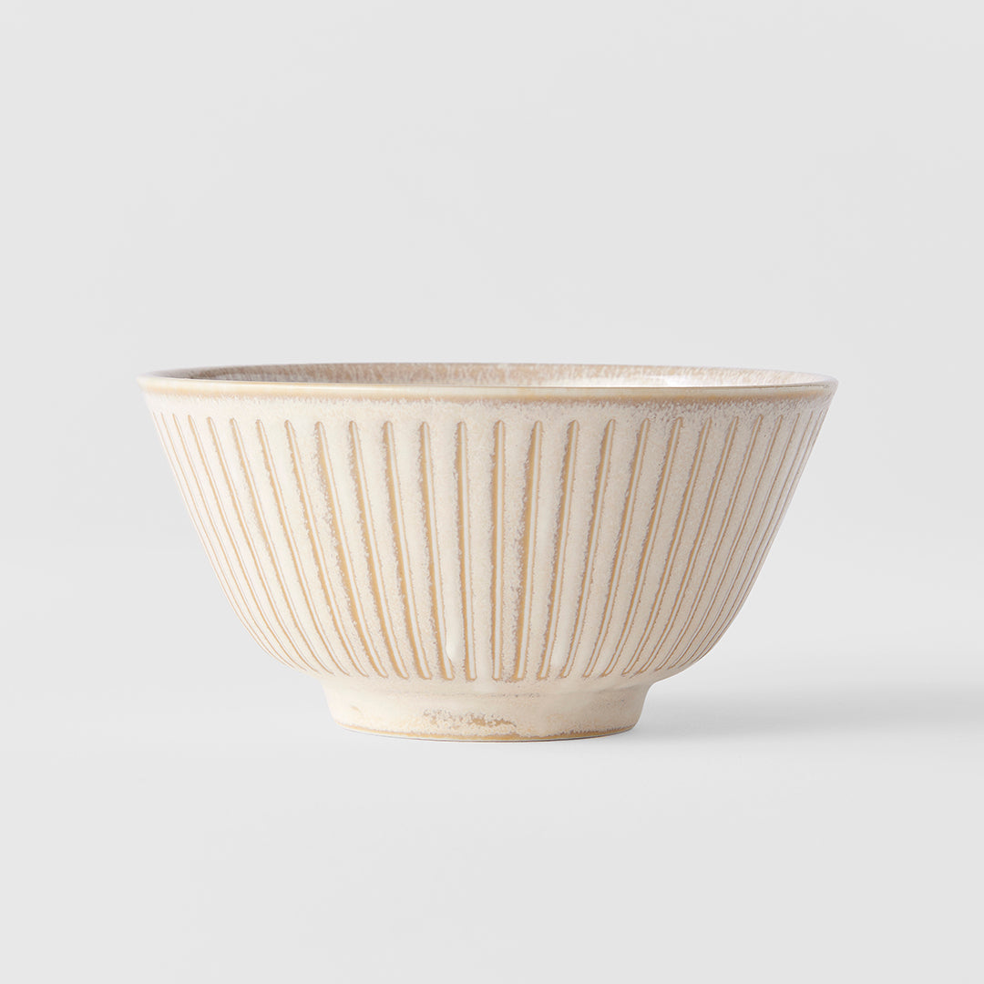 Rice Bowl 12cm Ridged Alabaster Glaze