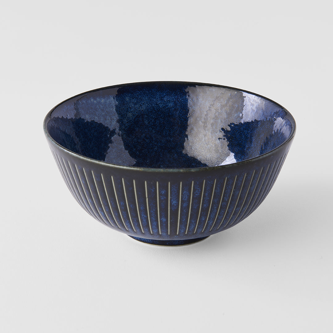Bowl 16cm Ridged Indigo Glaze