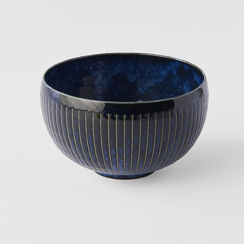 Rice Bowl 13.3cm Ridged Indigo Blue Glaze