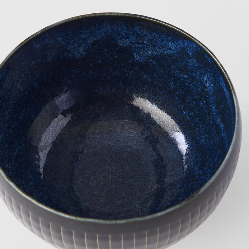 Rice Bowl 13.3cm Ridged Indigo Blue Glaze