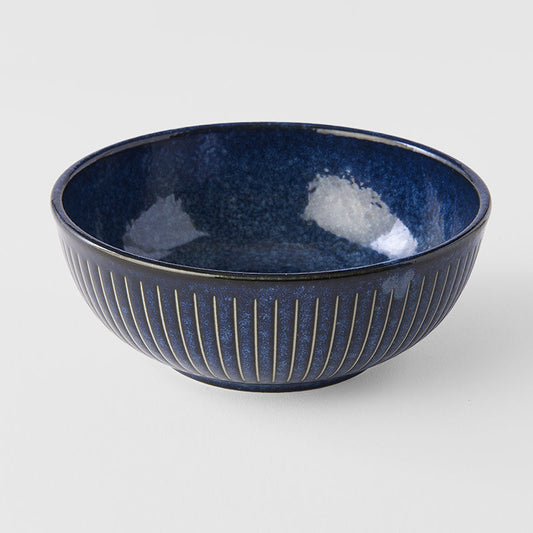 Pasta Bowl 16cm Ridged Indigo Blue Glaze