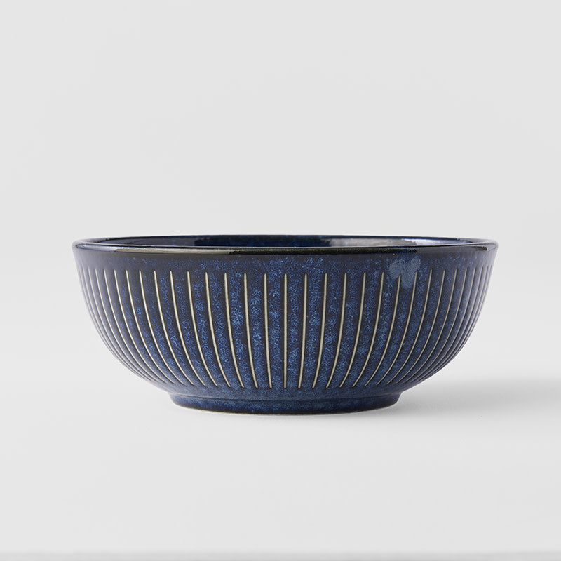 Pasta Bowl 16cm Ridged Indigo Blue Glaze