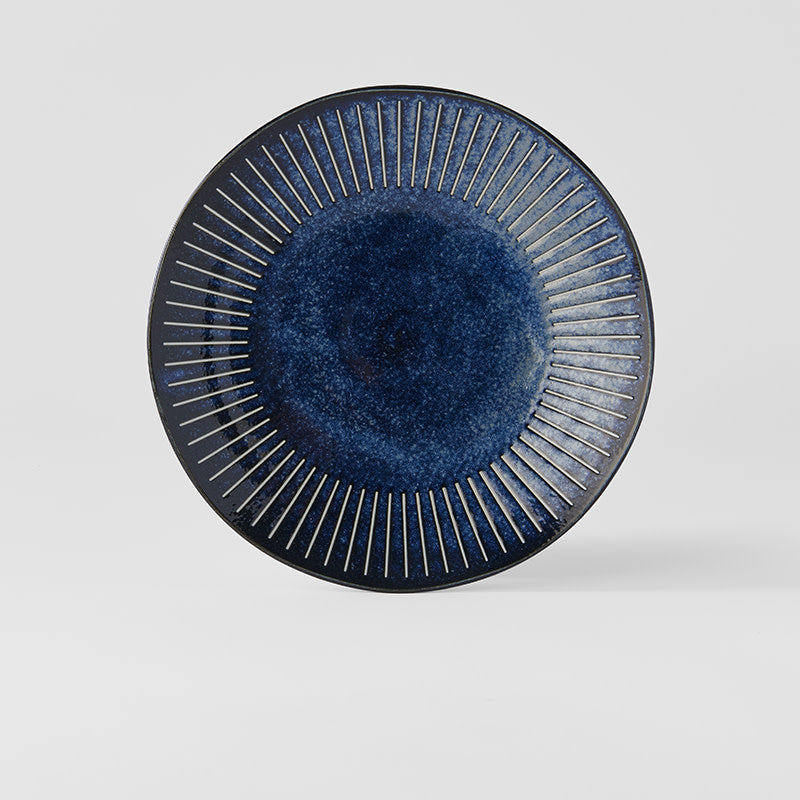 Dinner Plate 25cm Ridged Indigo Glaze
