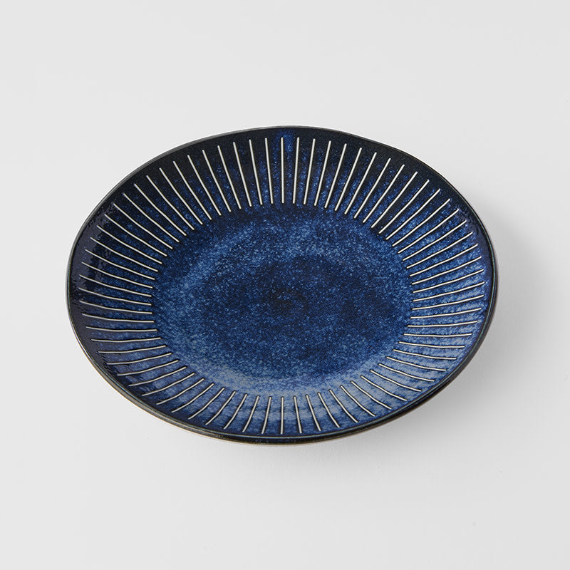 Dinner Plate 25cm Ridged Indigo Glaze