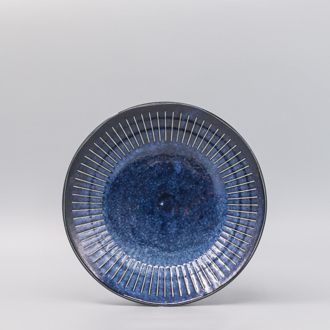 Bowl 25cm Ridged Indigo Glaze