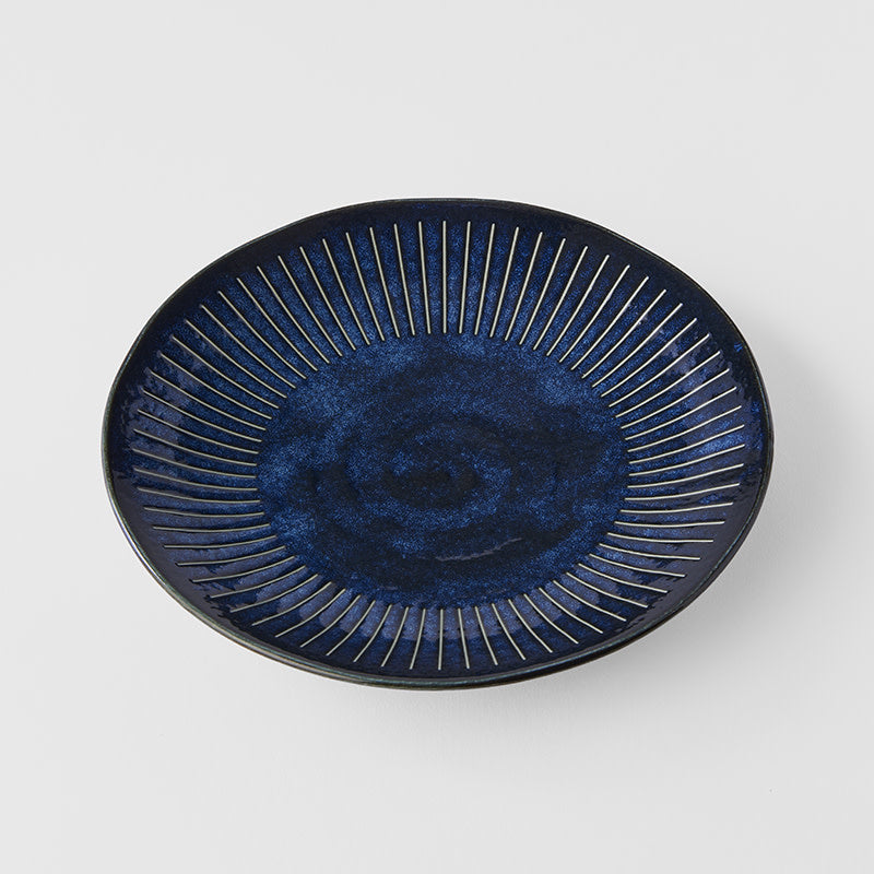 Dinner Plate 23cm Ridged Indigo Blue Glaze
