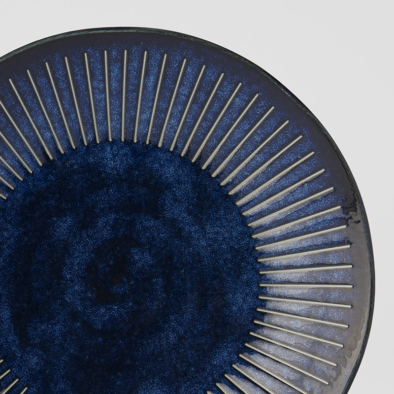 Dinner Plate 23cm Ridged Indigo Blue Glaze