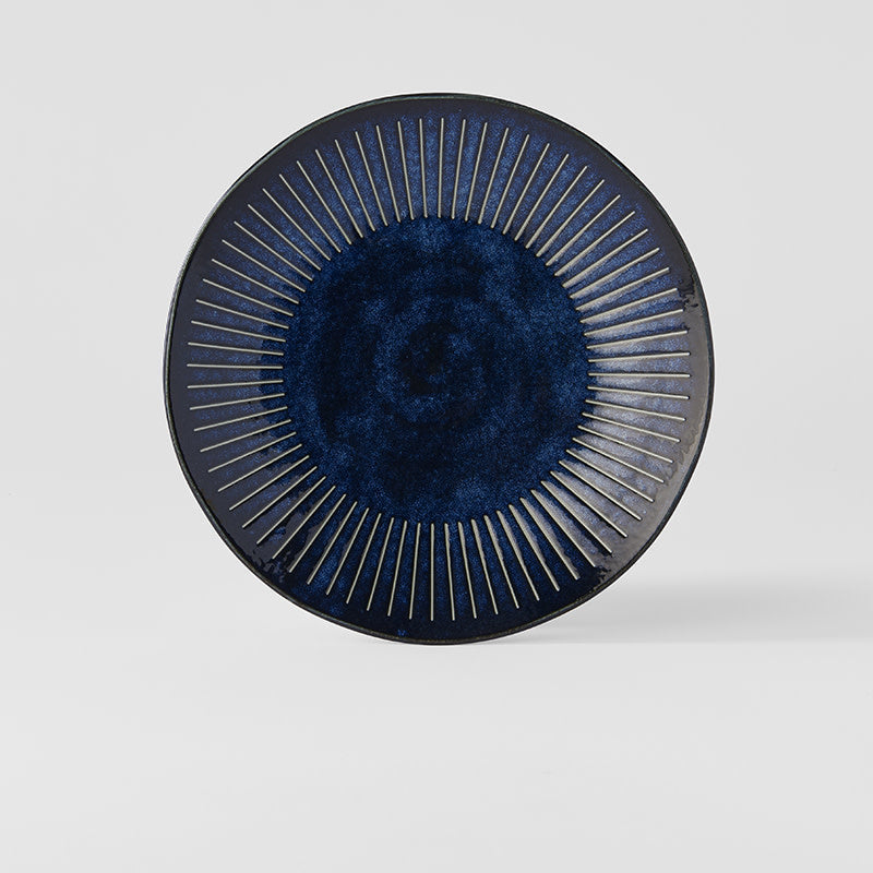 Dinner Plate 23cm Ridged Indigo Blue Glaze