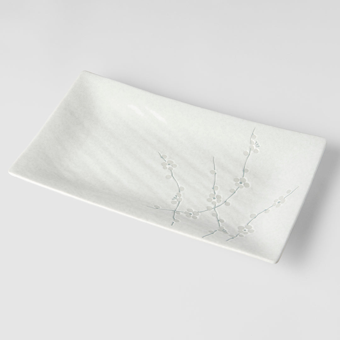 Platter Rectangular 33cm White Blossom Glaze