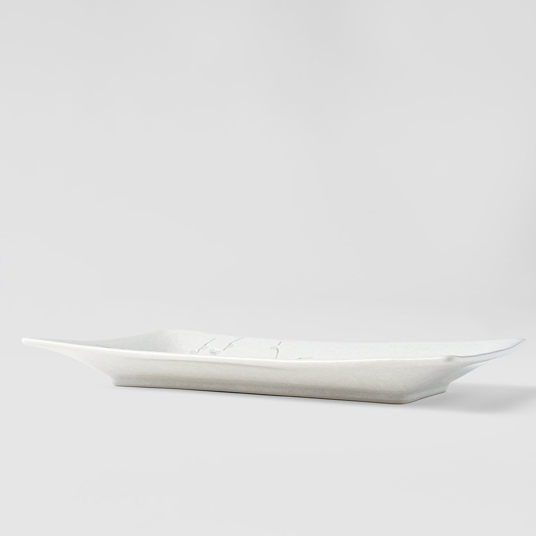 Platter Rectangular 33cm White Blossom Glaze