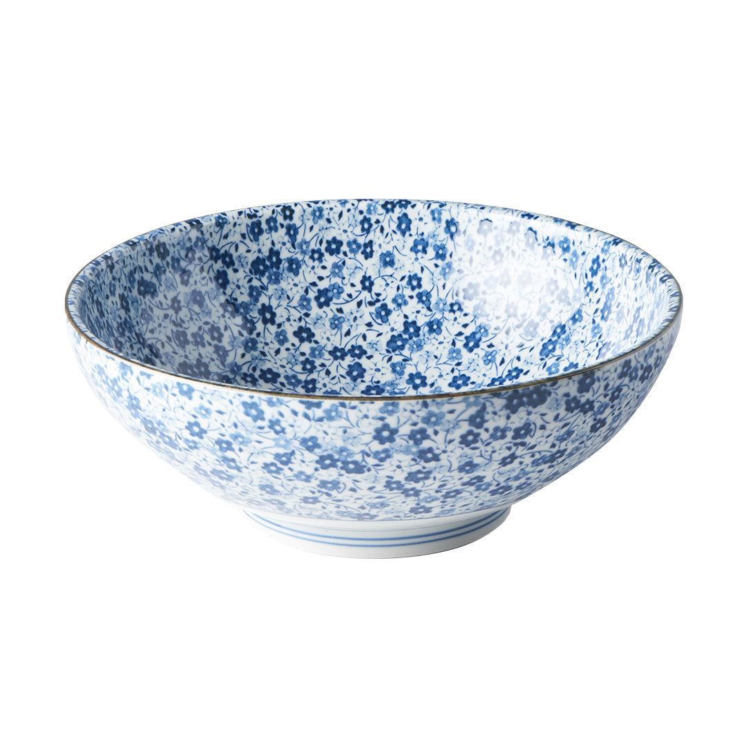 Ramen Bowl 21.5cm Blue Daisy Glaze