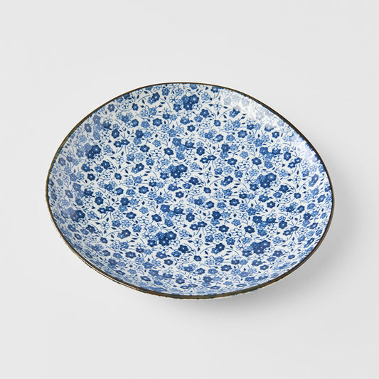 Side Plate Organic 19cm Blue Daisy Glaze
