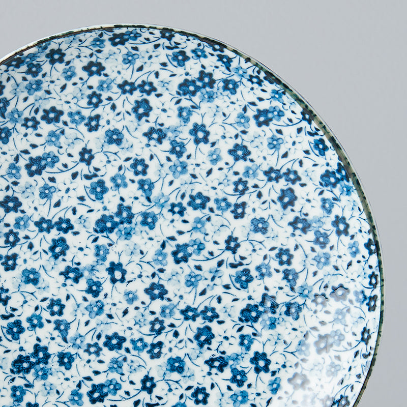 Side Plate Organic 19cm Blue Daisy Glaze