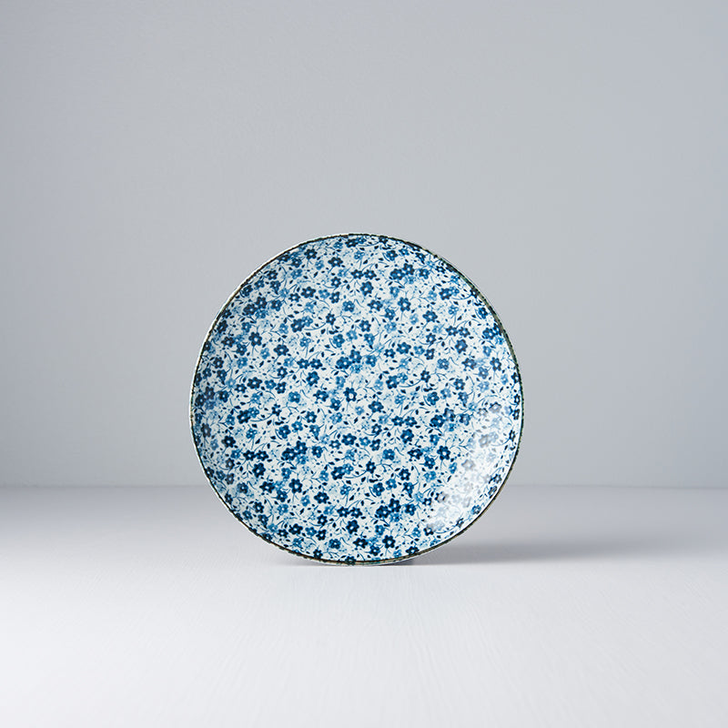 Side Plate Organic 19cm Blue Daisy Glaze