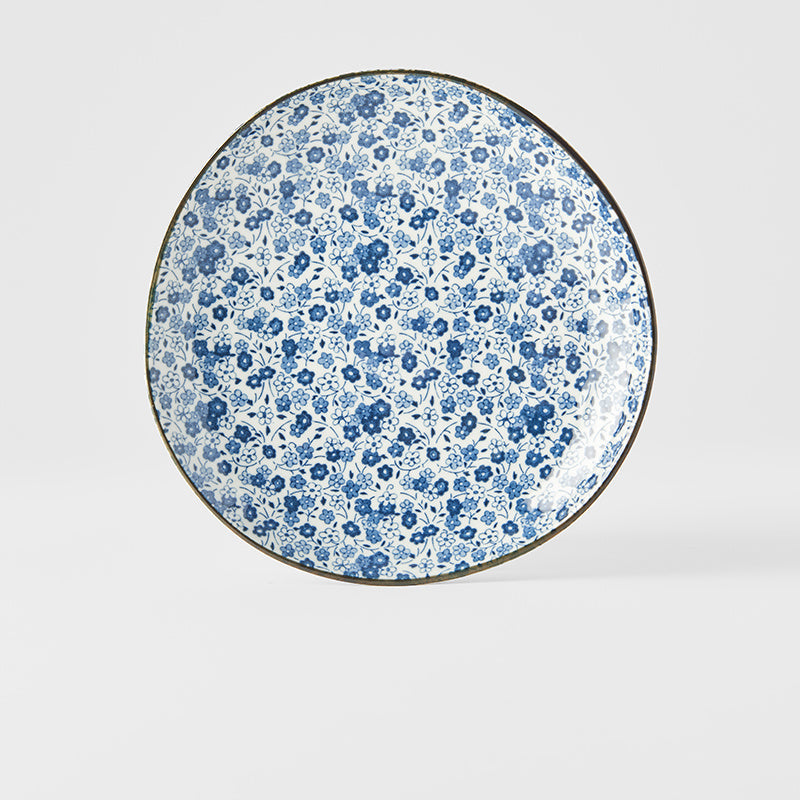 Side Plate Organic 19cm Blue Daisy Glaze