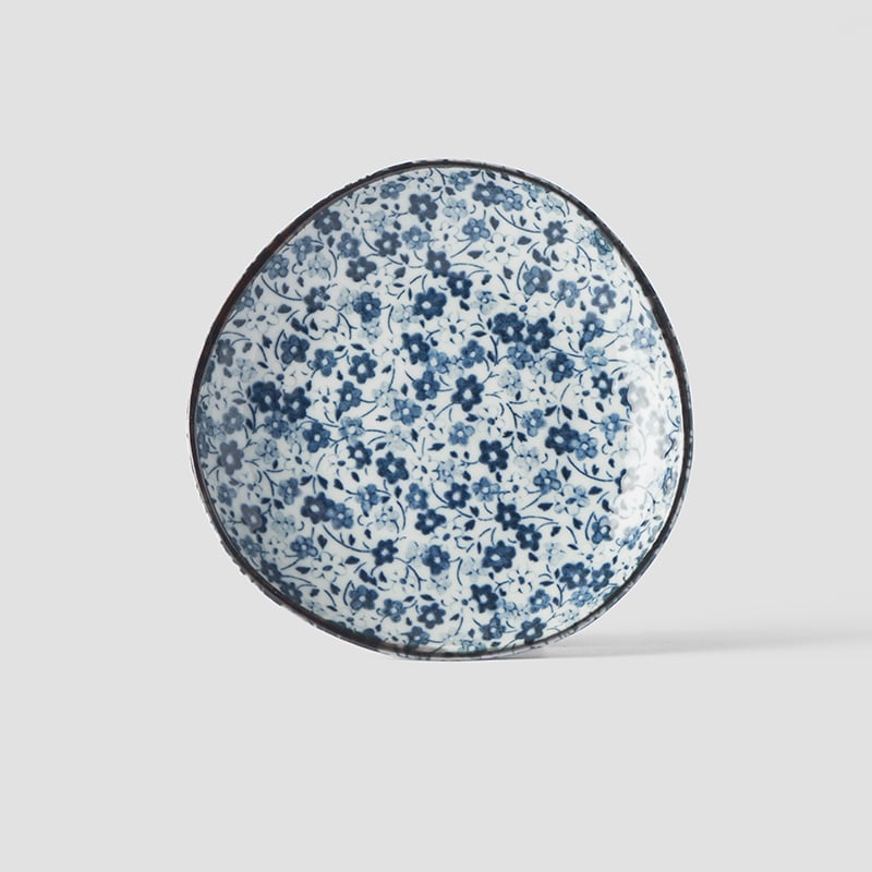 Saucer Organic Shape 12cm Blue Daisy Glaze