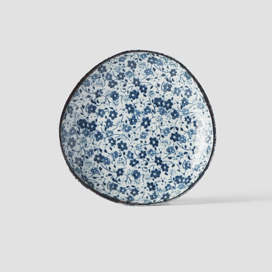Saucer Organic Shape 12cm Blue Daisy Glaze