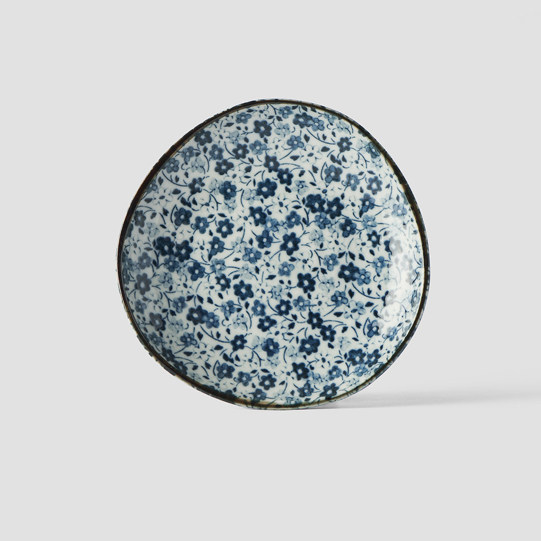 Saucer Organic Shape 12cm Blue Daisy Glaze