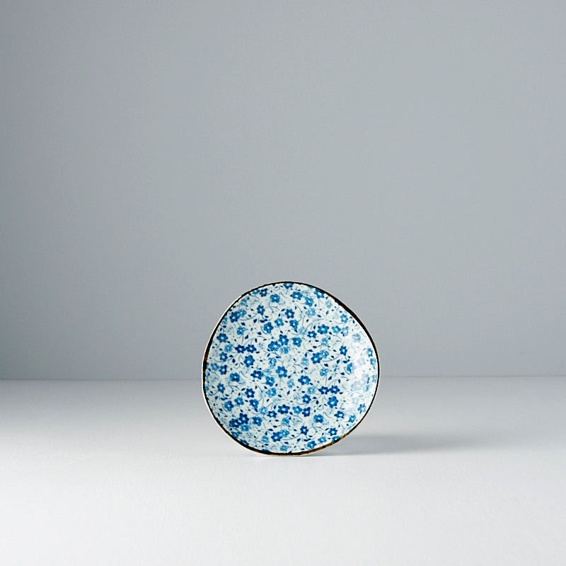 Saucer Organic Shape 12cm Blue Daisy Glaze