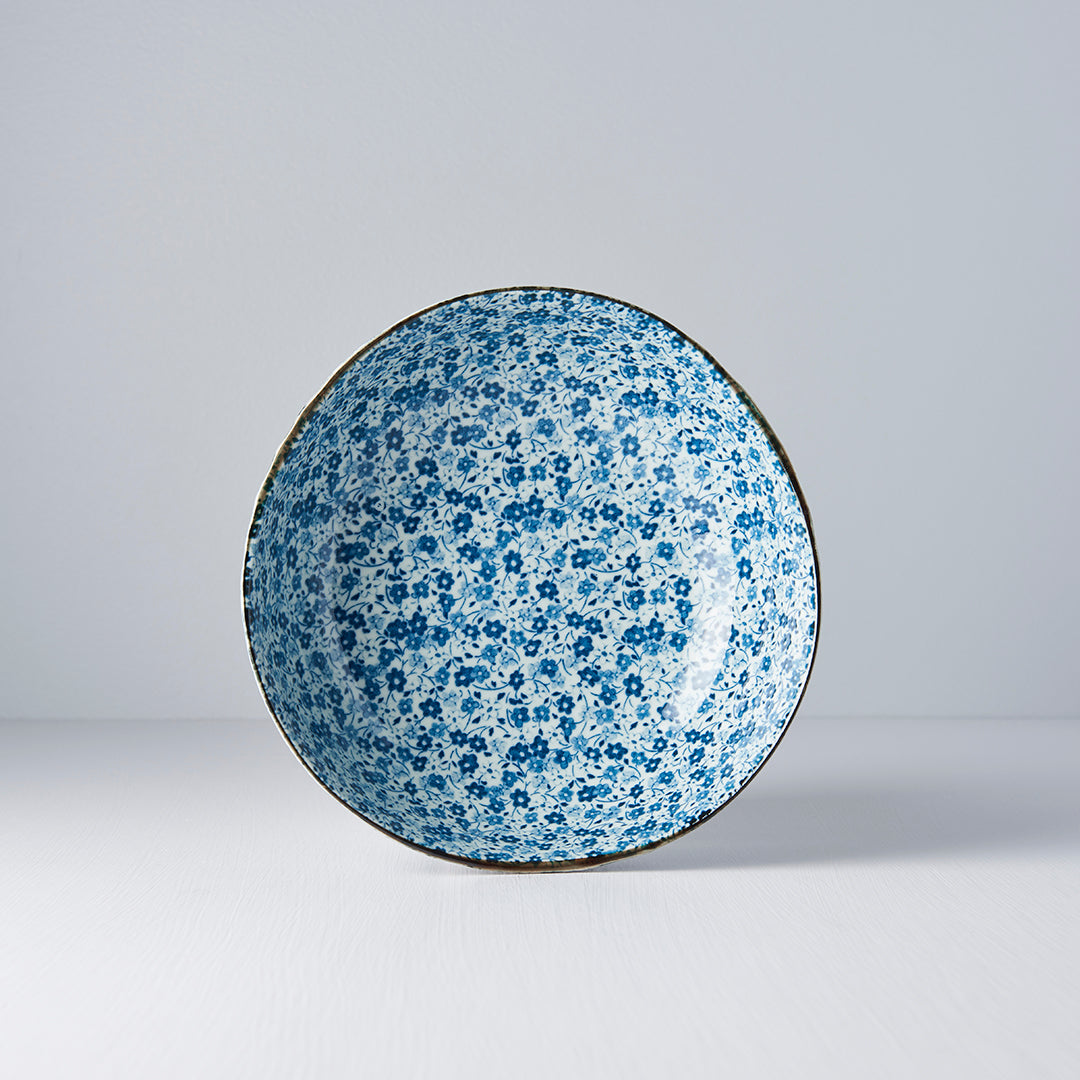 Bowl Organic Shape 20cm Blue Daisy Glaze
