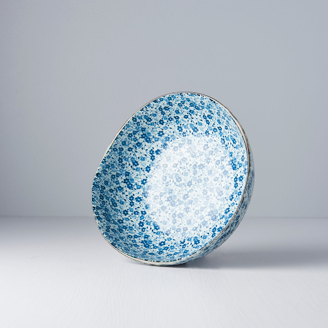 Bowl Organic Shape 20cm Blue Daisy Glaze