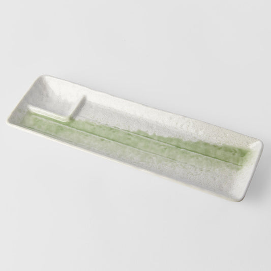 Dumpling Plate 33cm Green Brushstroke