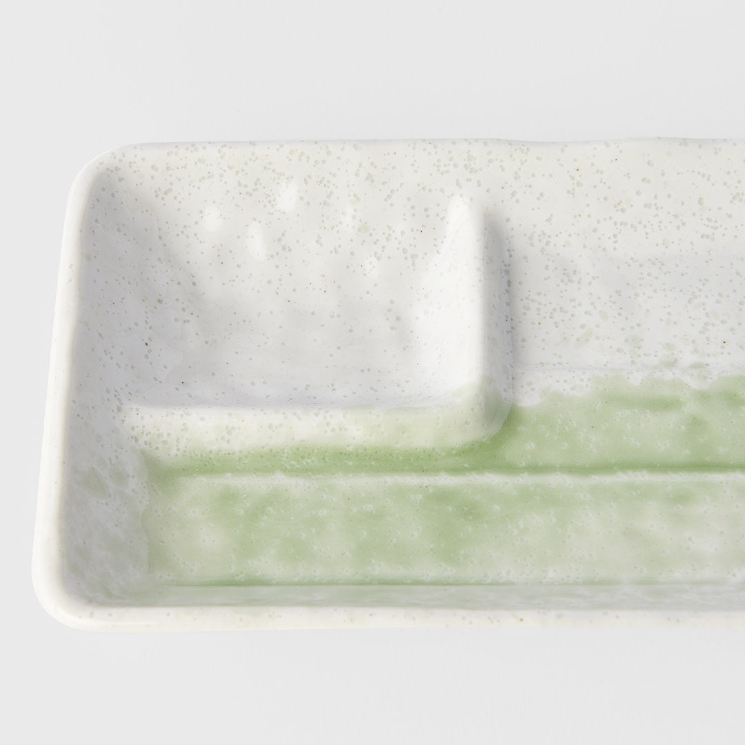 Dumpling Plate 33cm Green Brushstroke