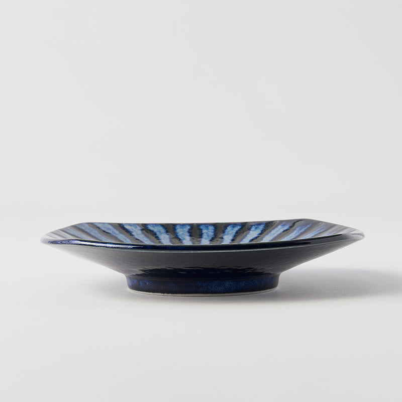 Plate Square 18cm Indigo Drip Glaze