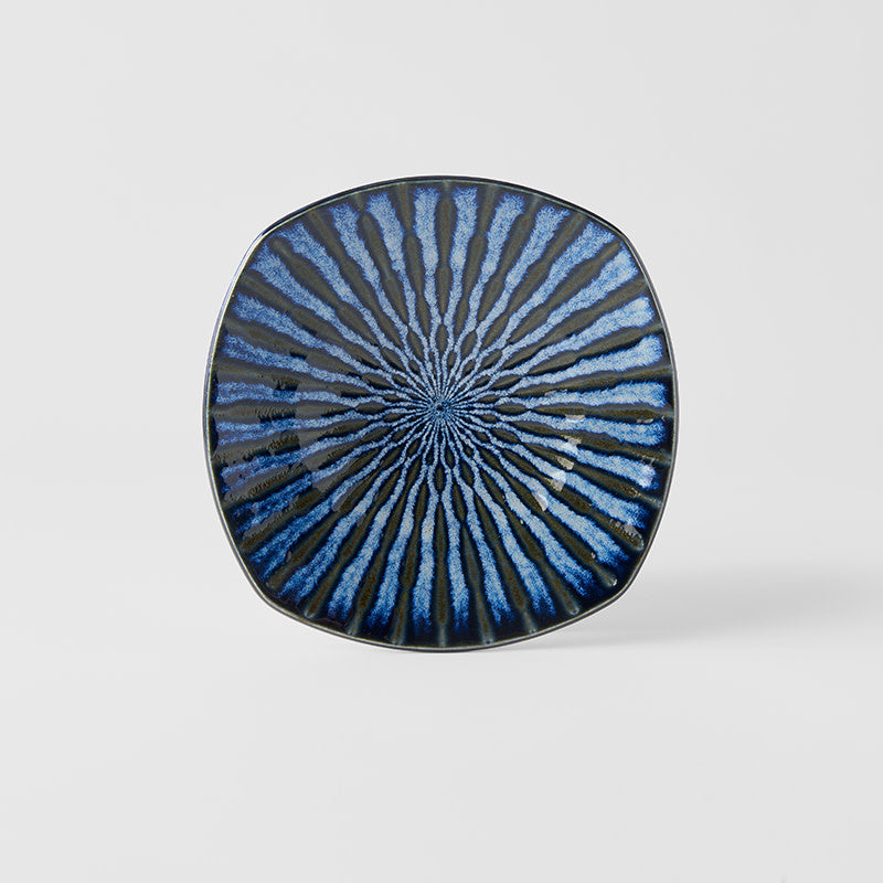 Plate Square 18cm Indigo Drip Glaze