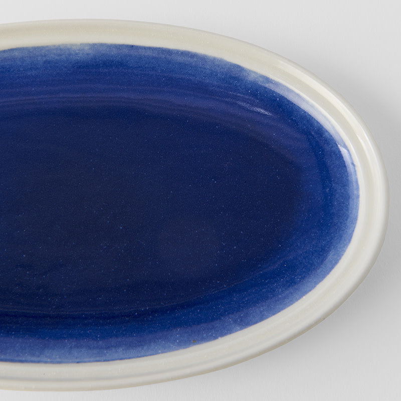 Plate Oval 22cm Ocean Blue Glaze
