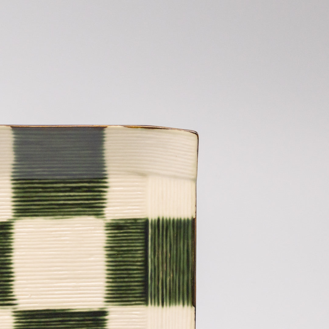 Saucer Reeded Oribe 12cm Checkerboard Glaze
