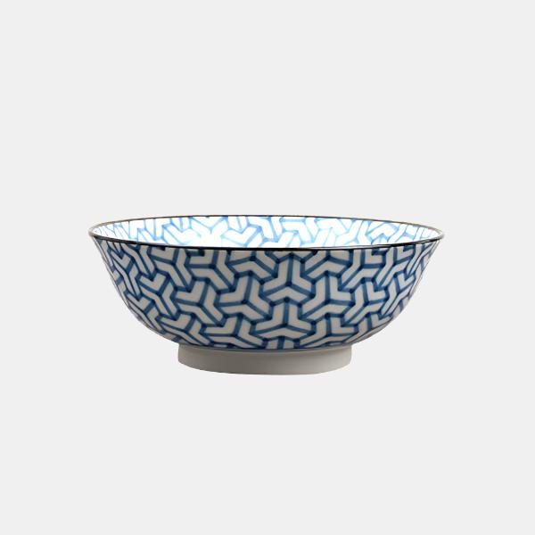 Bowl 19cm Indigo Ikat Herringbone Design