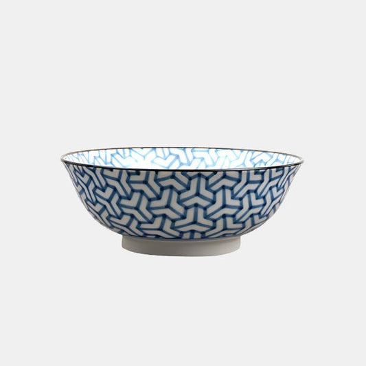 Bowl 19cm Indigo Ikat Herringbone Design