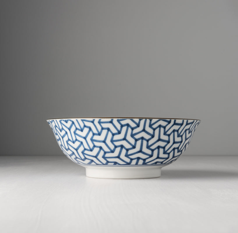 Bowl 19cm Indigo Ikat Herringbone Design