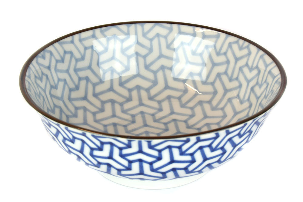 Bowl 19cm Indigo Ikat Herringbone Design