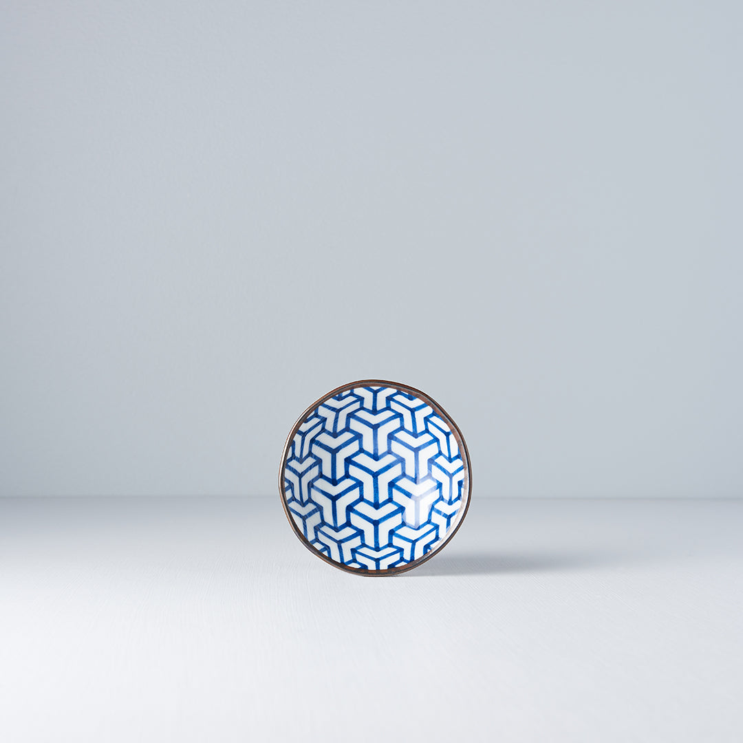 Sauce Dish 11cm Indigo Ikat Herringbone Design