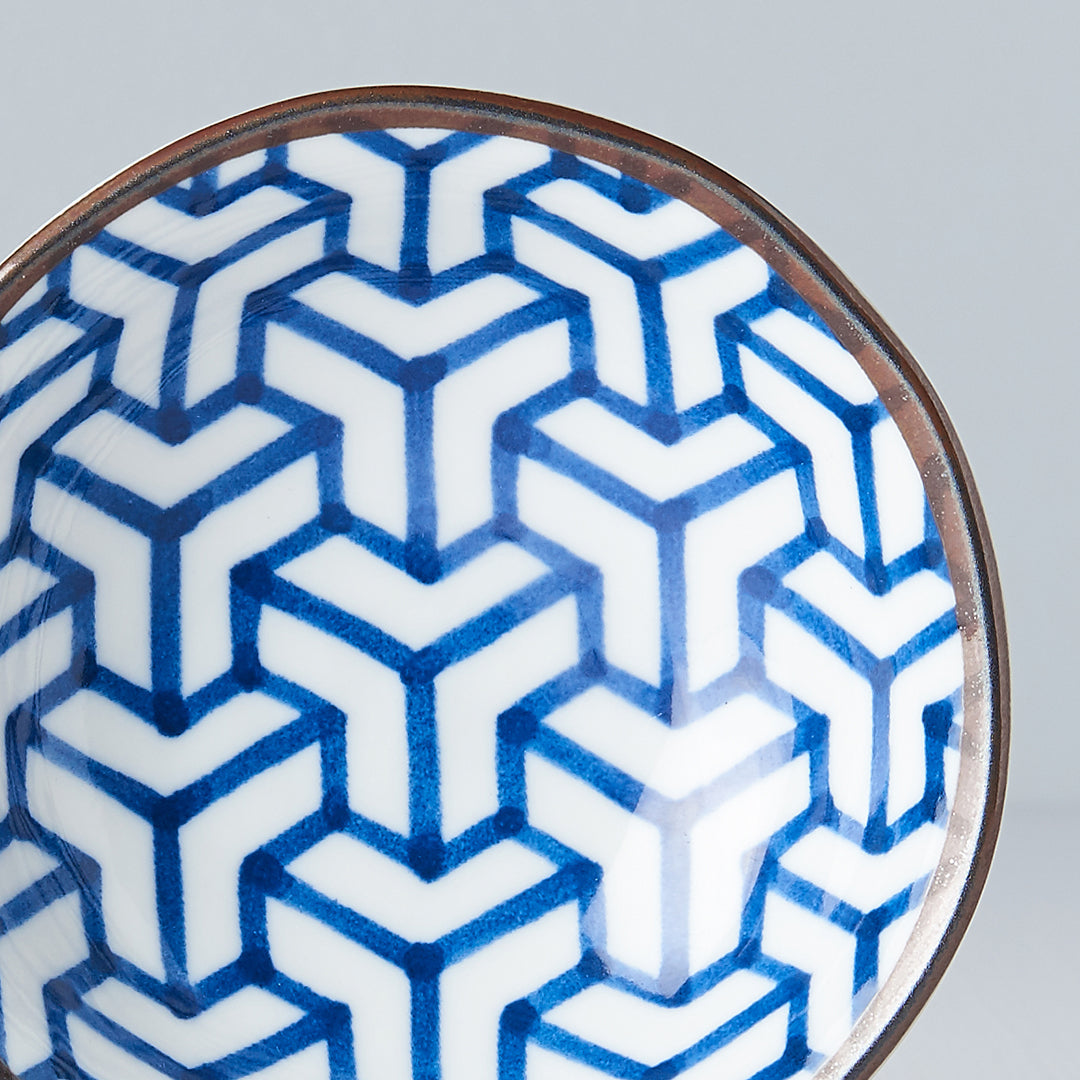 Sauce Dish 11cm Indigo Ikat Herringbone Design