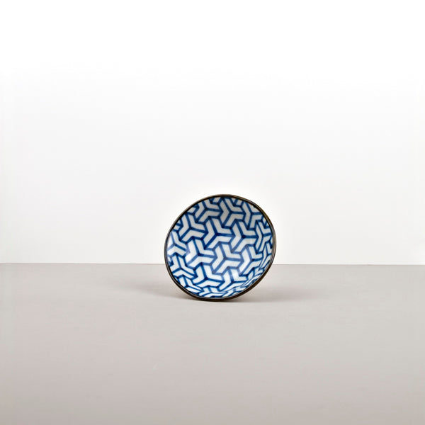 Sauce Dish 11cm Indigo Ikat Herringbone Design