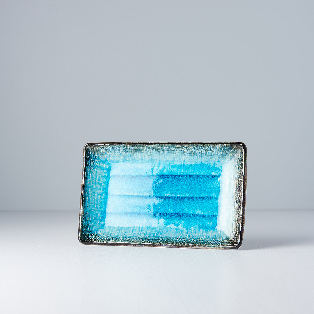 Plate Rectangular 21.5x13.5cm Sky Blue Glaze
