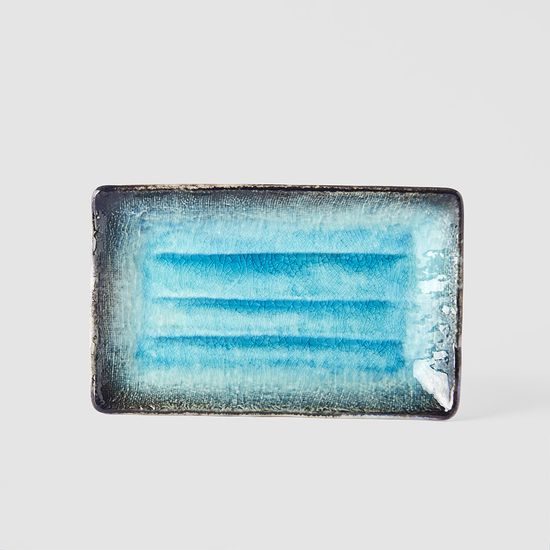 Plate Rectangular 21.5x13.5cm Sky Blue Glaze
