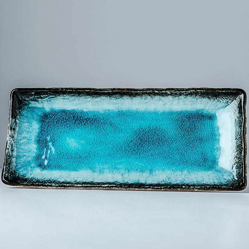 Plate Rectangular 28.5x 12cm Sky Blue Glaze
