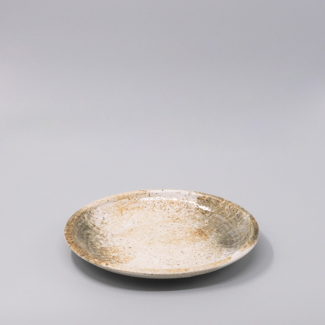 Plate Thick Edge 25cm Snow Bamboo Glaze