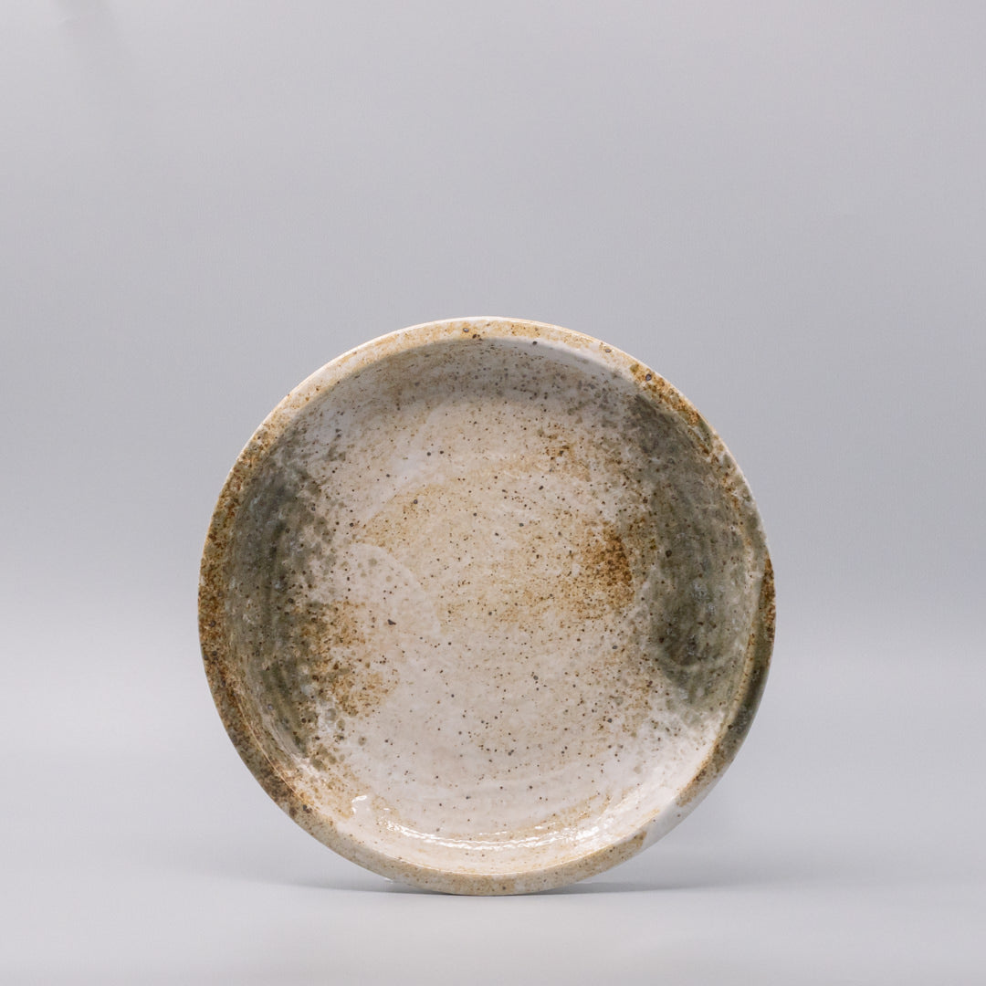 Plate Thick Edge 25cm Snow Bamboo Glaze
