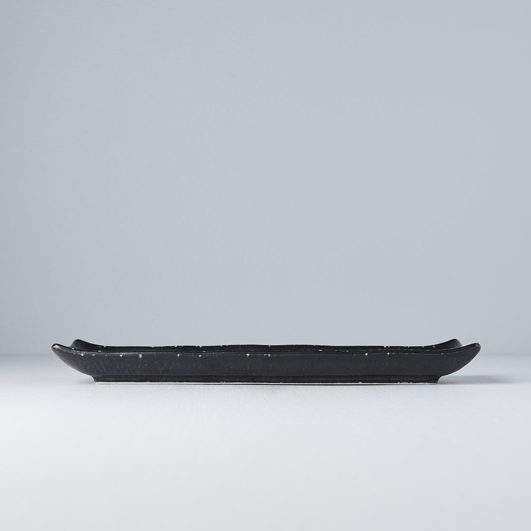 Plate Ibushi Rectangular 26.5cm Black Glaze