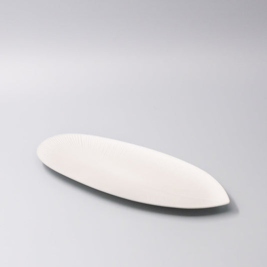 Plate Oval 31.5cm Snow Leaf Glaze