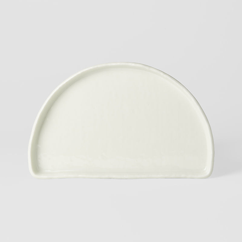 Half Moon Plate 21cm Ivory White Glaze